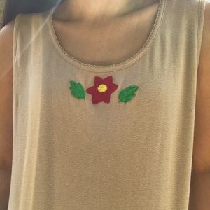 Flower Shirt - Hand Embroidered - Handmade